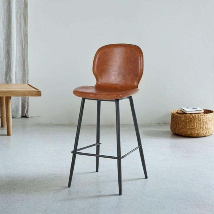 Cognac kunstleren barstoel - Lane