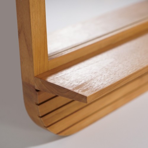 Rechthoekige spiegel met massief teak plank - Kama