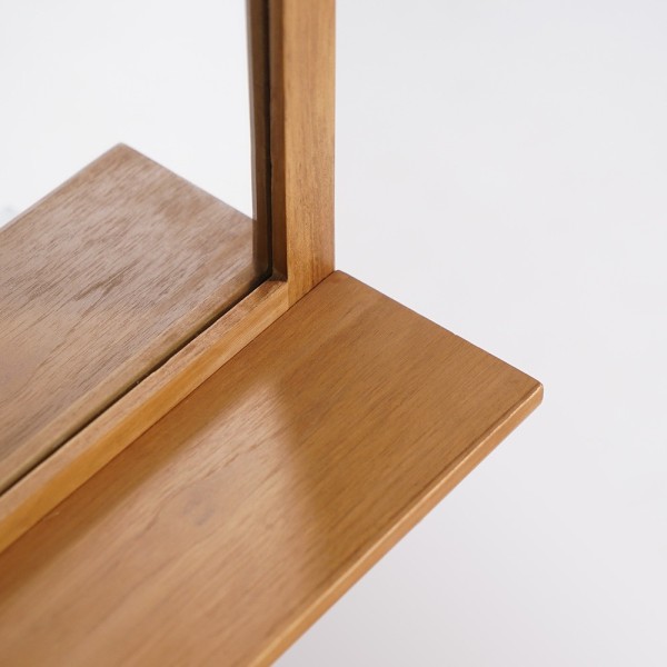 Rechthoekige spiegel met massief teak plank - Kama