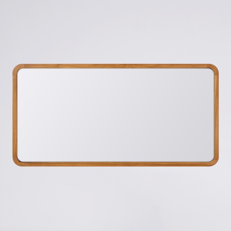 Grote rechthoekige spiegel met teakhouten randen - Kama