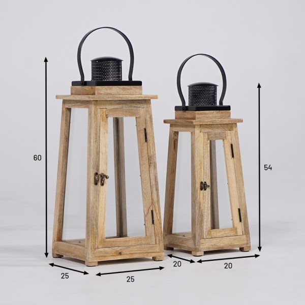 Set van 2 lantaarns van hout en metaal - Cap Ferret