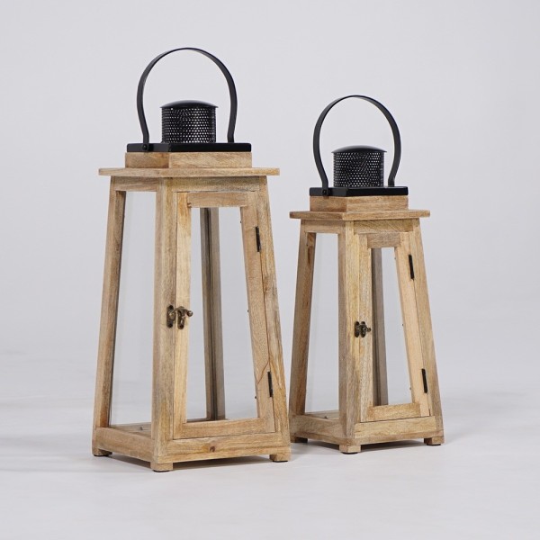 Set van 2 lantaarns van hout en metaal - Cap Ferret