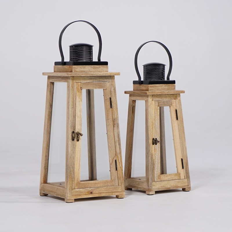 Set van 2 lantaarns van hout en metaal - Cap Ferret