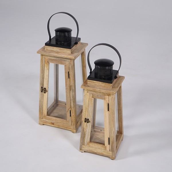 Set van 2 lantaarns van hout en metaal - Cap Ferret