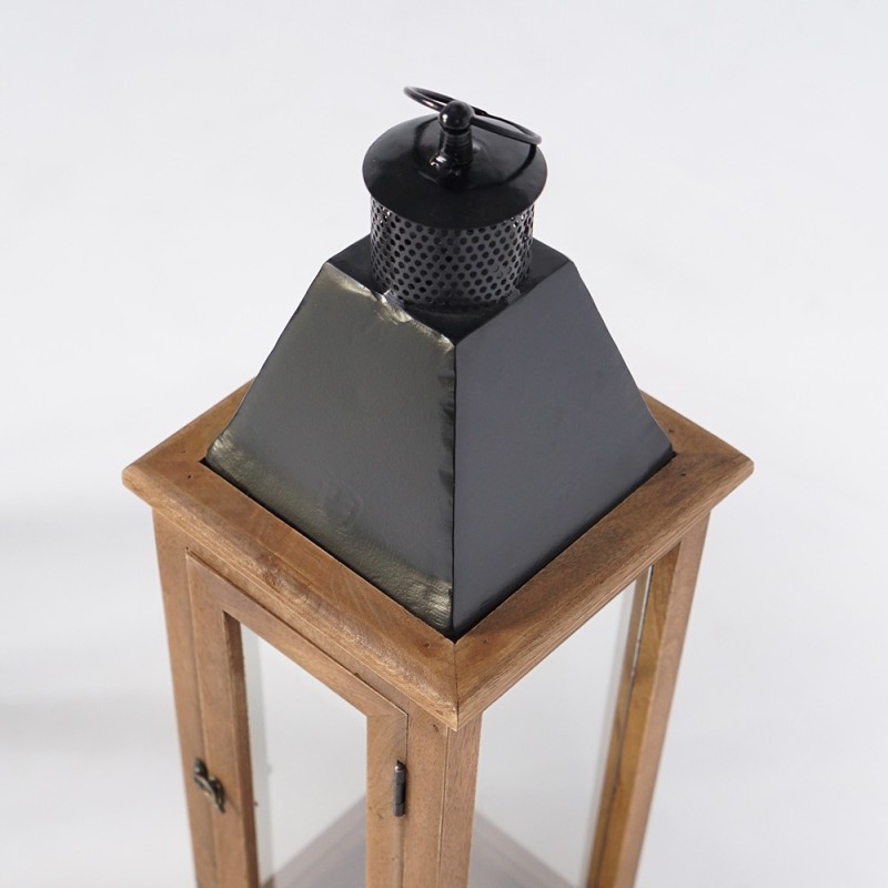 Set van 2 lantaarns van hout en metaal - Hudson