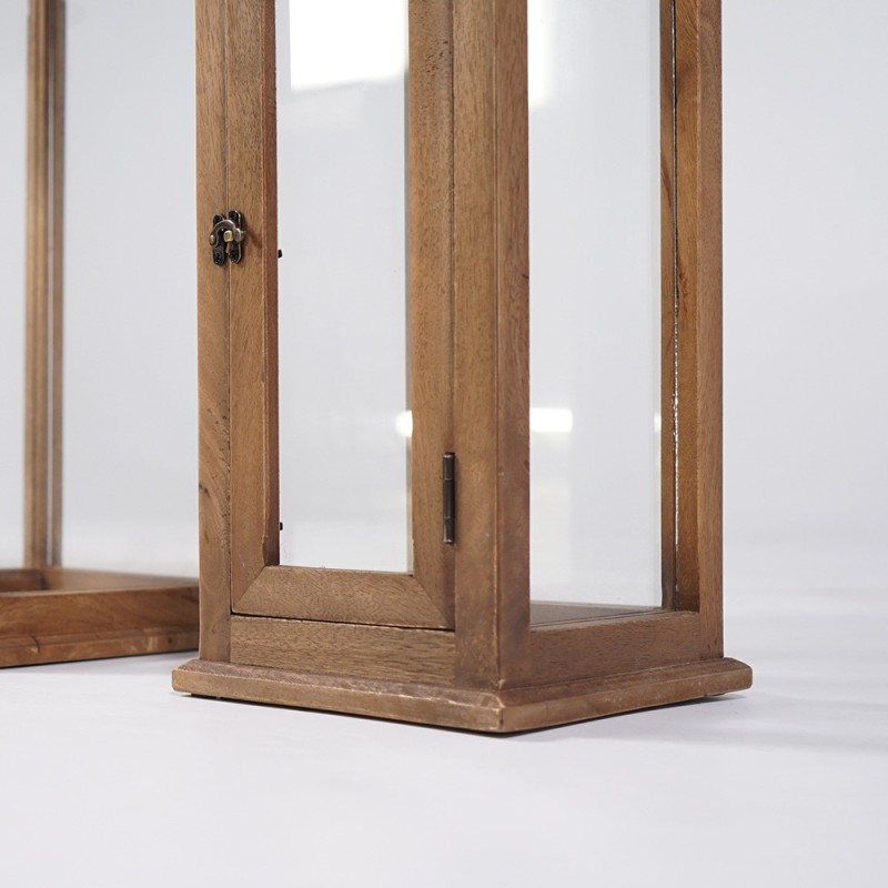 Set van 2 lantaarns van hout en metaal - Hudson