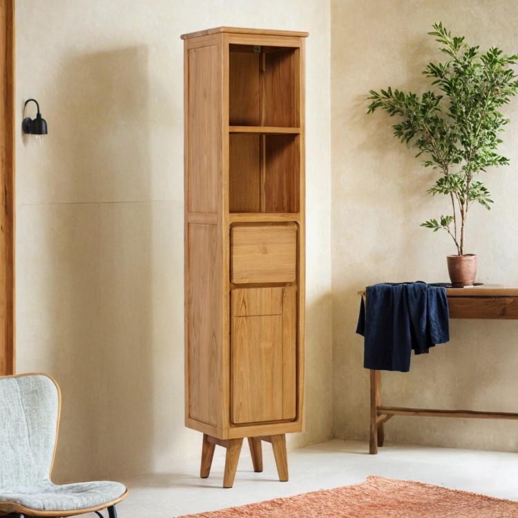 Badkamer kolomkast van natuurlijk hout - Pragati