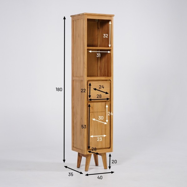 Badkamer kolomkast van natuurlijk hout - Pragati