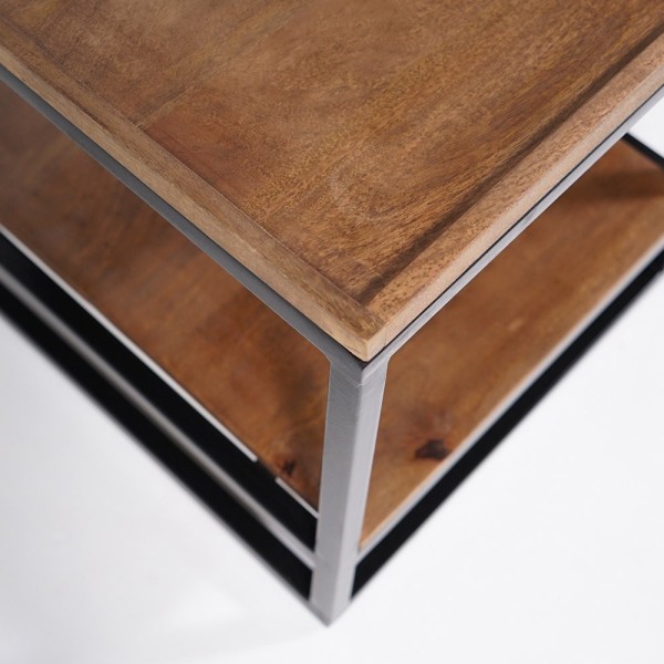 Salontafel in natuurlijk hout met metalen poten - Modula