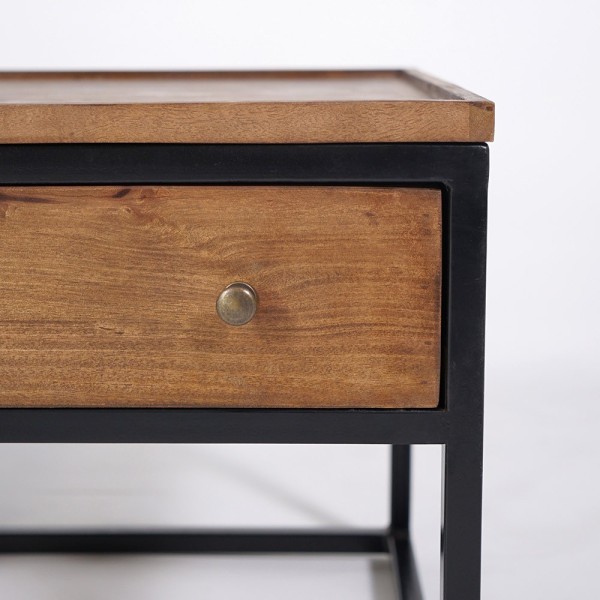 Salontafel in natuurlijk hout met metalen poten - Modula