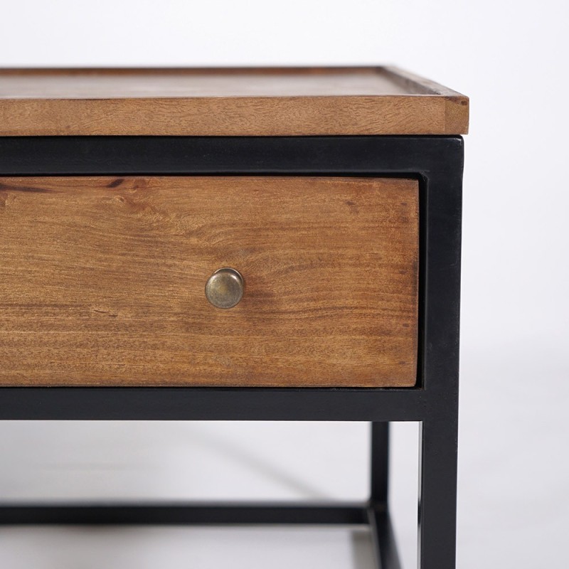 Salontafel in natuurlijk hout met metalen poten - Modula