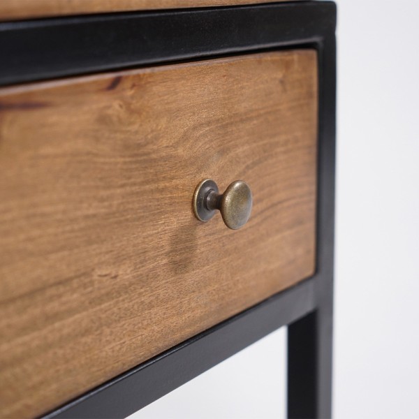 Salontafel in natuurlijk hout met metalen poten - Modula