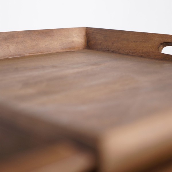 Salontafel in natuurlijk hout met metalen poten - Modula