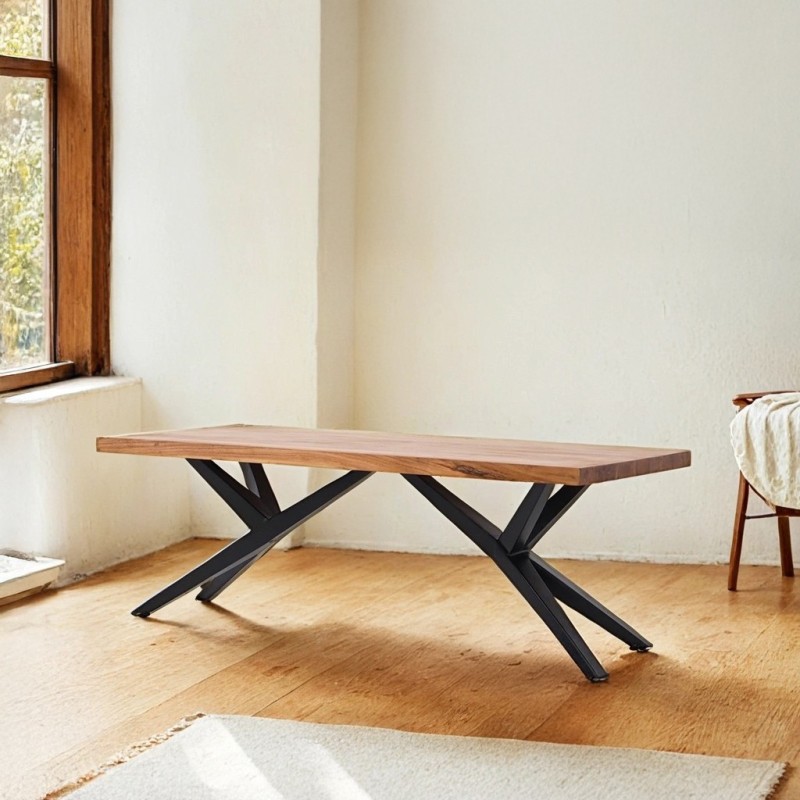 Natuurhouten salontafel met metalen poten - Helix