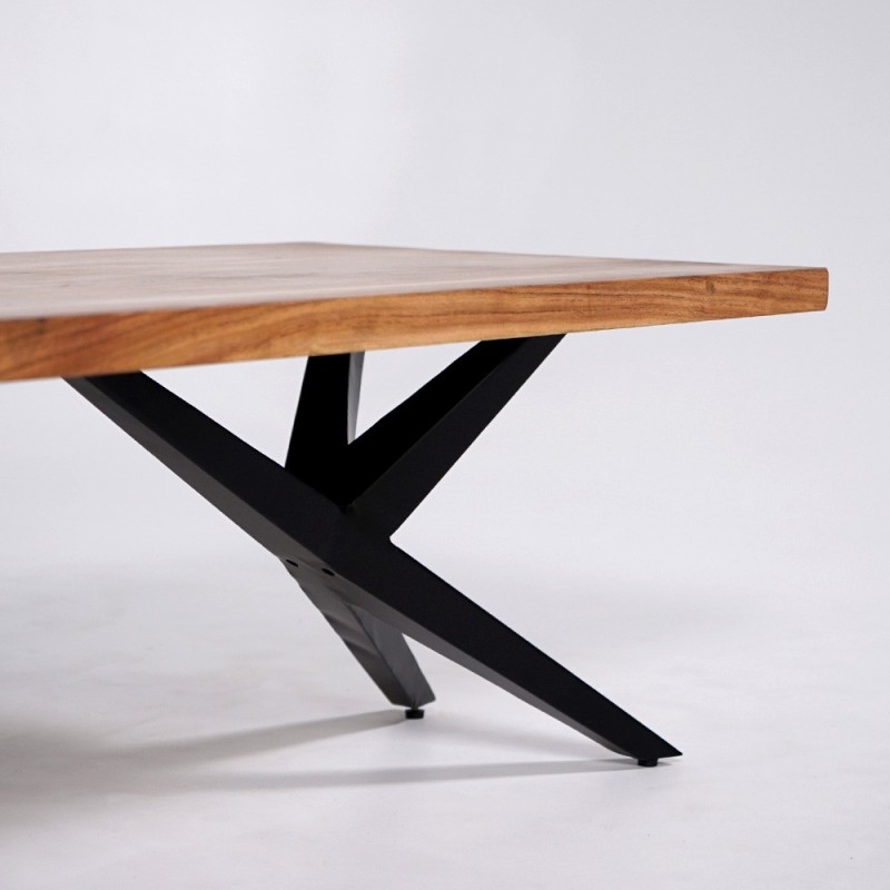Natuurhouten salontafel met metalen poten - Helix