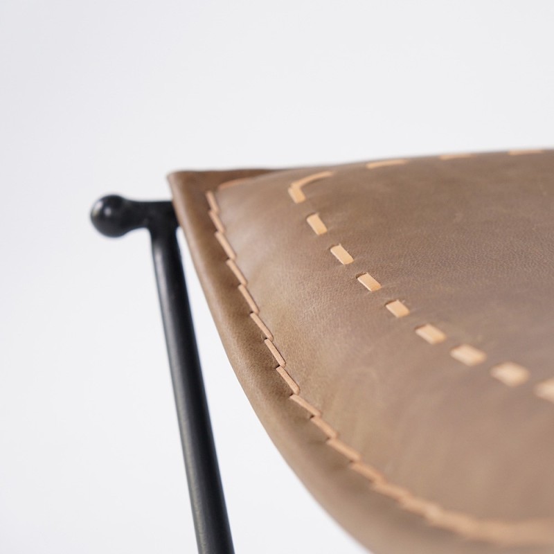 Leren kruk met metalen poten - Scala