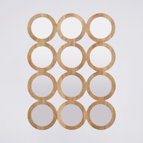 Rechthoekige set van 100 x 85 cm ronde spiegels met houten lijst - Ellipse