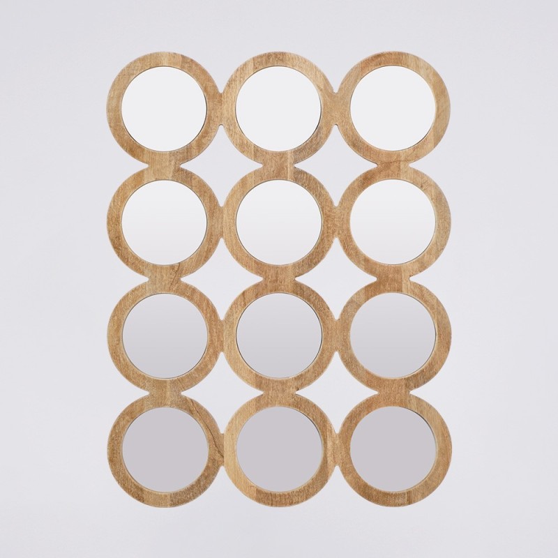 Rechthoekige set van 100 x 85 cm ronde spiegels met houten lijst - Ellipse