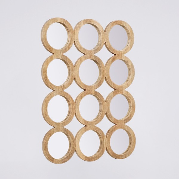 Rechthoekige set van 100 x 85 cm ronde spiegels met houten lijst - Ellipse