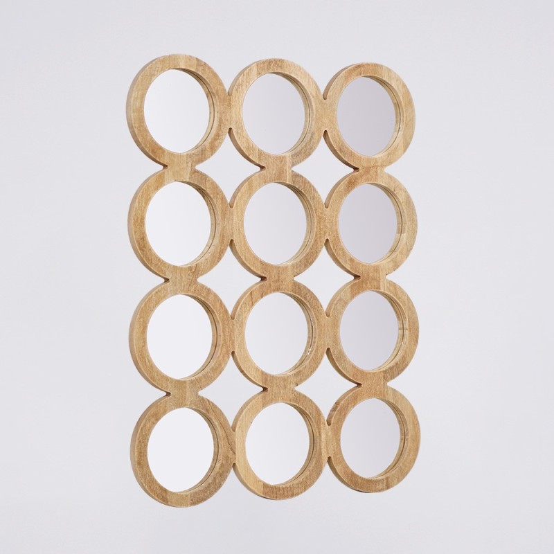 Rechthoekige set van 100 x 85 cm ronde spiegels met houten lijst - Ellipse