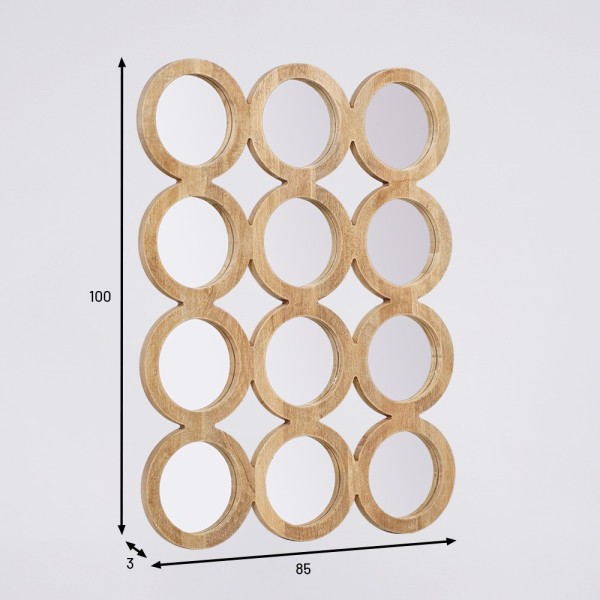 Rechthoekige set van 100 x 85 cm ronde spiegels met houten lijst - Ellipse