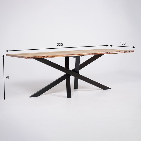 Massief houten eettafel met natuurlijke randen - Mikado