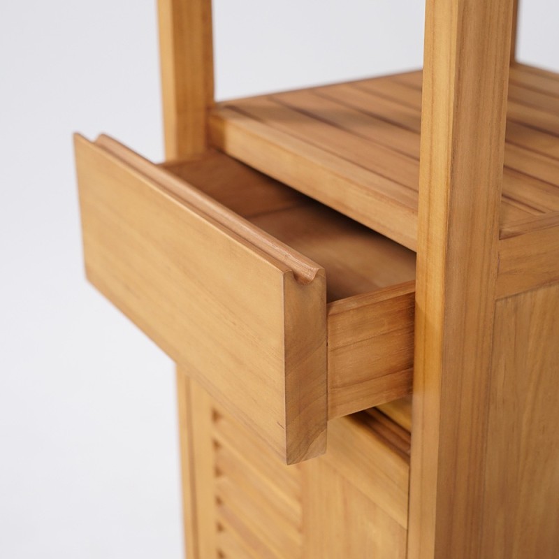 Badkamer opbergkolom van massief teakhout - Mira