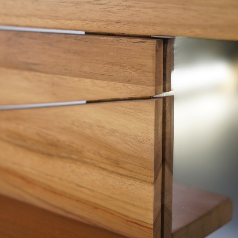 Dubbele spiegel op teakhouten voet met planken - Sahar