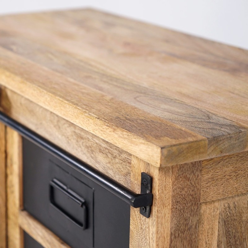 Klein industrieel houten en metalen dressoir 90cm - Paris