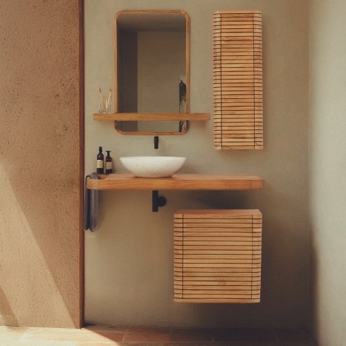 Teak hangend badkamermeubel - Lattis