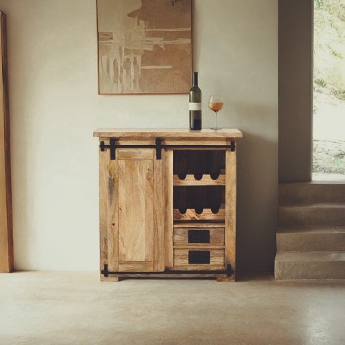 Massief houten en metalen wijnkelder dressoir - Parijs