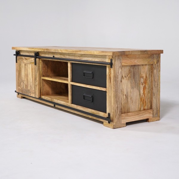 Hout en metaal industriële TV-meubel 160 cm - Paris