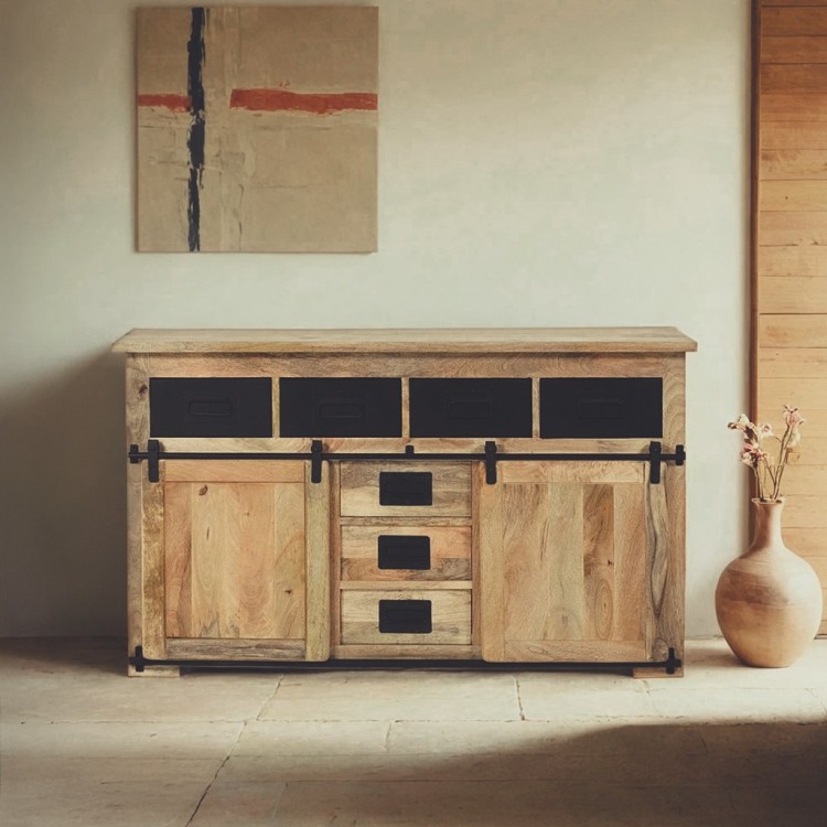 Industrieel houten en metalen dressoir 150cm - Paris
