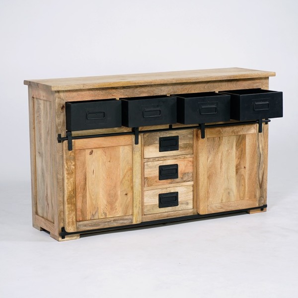 Industrieel houten en metalen dressoir 150cm - Paris
