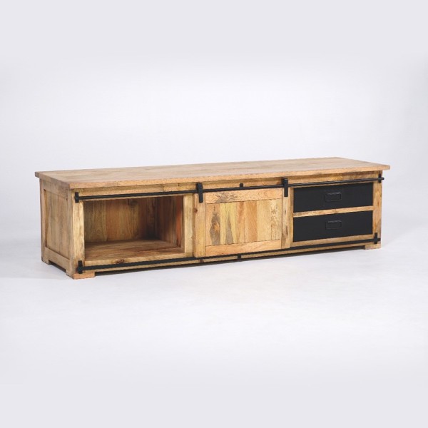 Hout en metaal industriële TV-meubel 200 cm - Paris