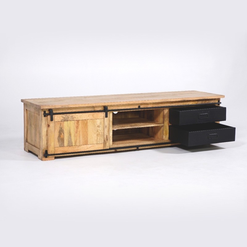 Hout en metaal industriële TV-meubel 200 cm - Paris