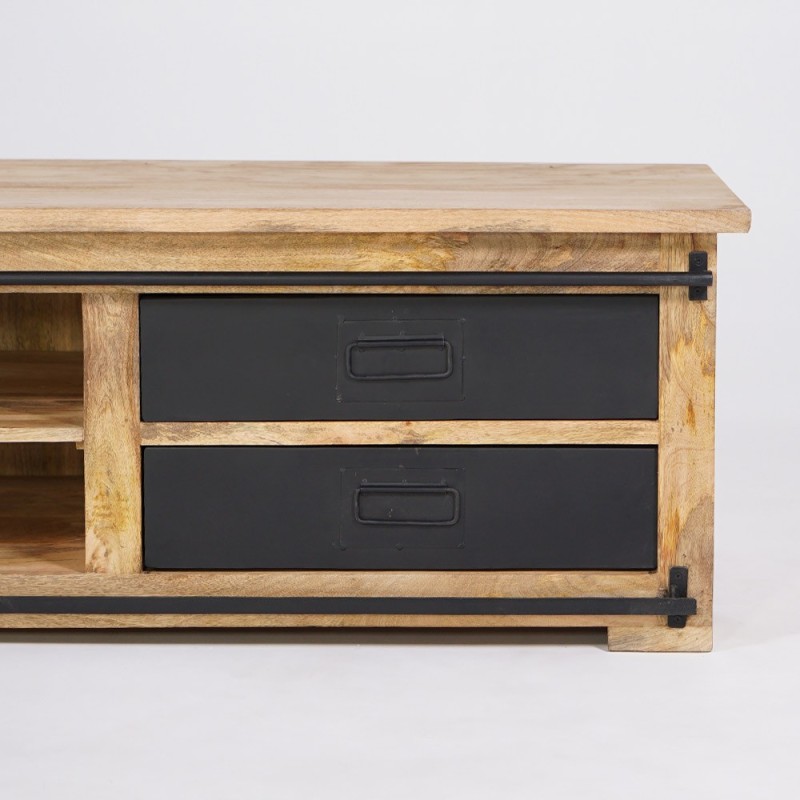 Hout en metaal industriële TV-meubel 200 cm - Paris