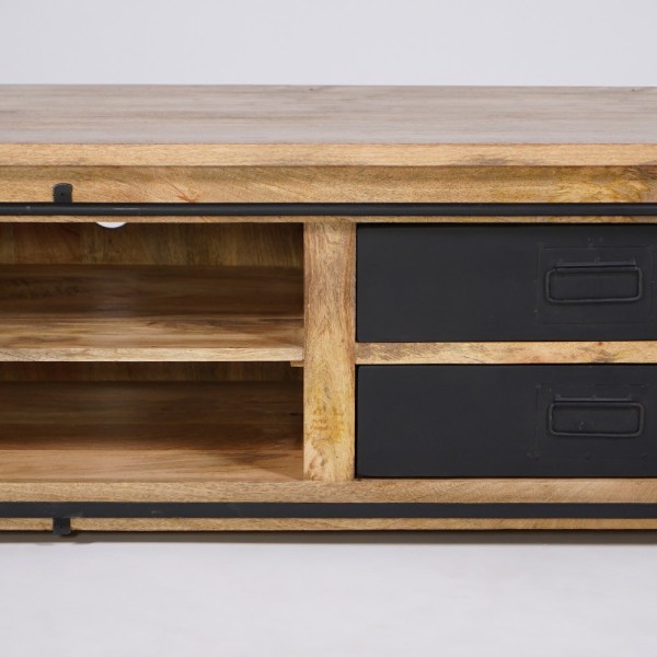 Hout en metaal industriële TV-meubel 200 cm - Paris