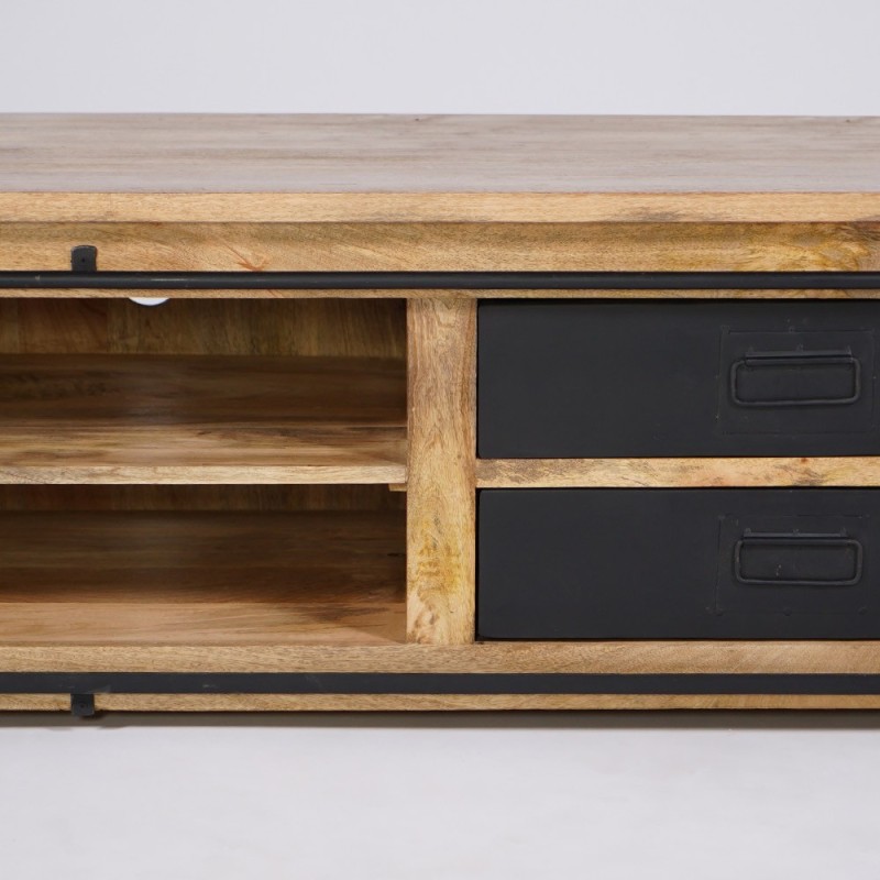 Hout en metaal industriële TV-meubel 200 cm - Paris