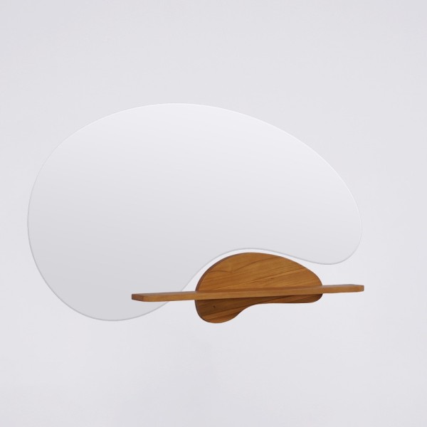 Organische dubbele spiegel met teak plank 120 x 70 cm - Lolita