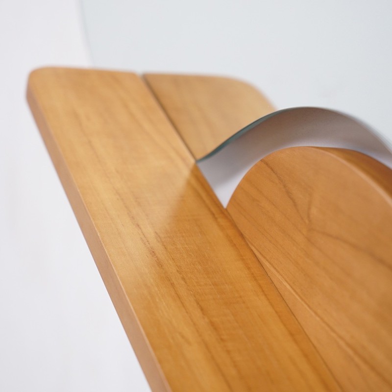 Organische dubbele spiegel met teak plank 120 x 70 cm - Lolita