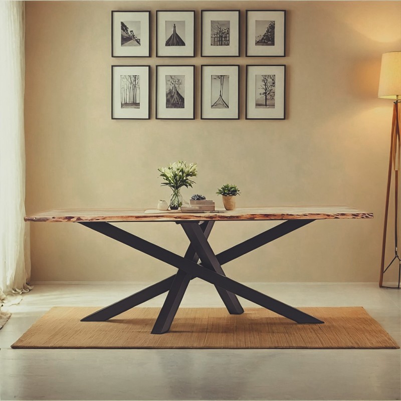 Massief houten eettafel met natuurlijke randen - Mikado