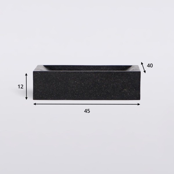 Zwarte terrazzo rechthoekige waskom 45 cm x 40 cm - Mayuri