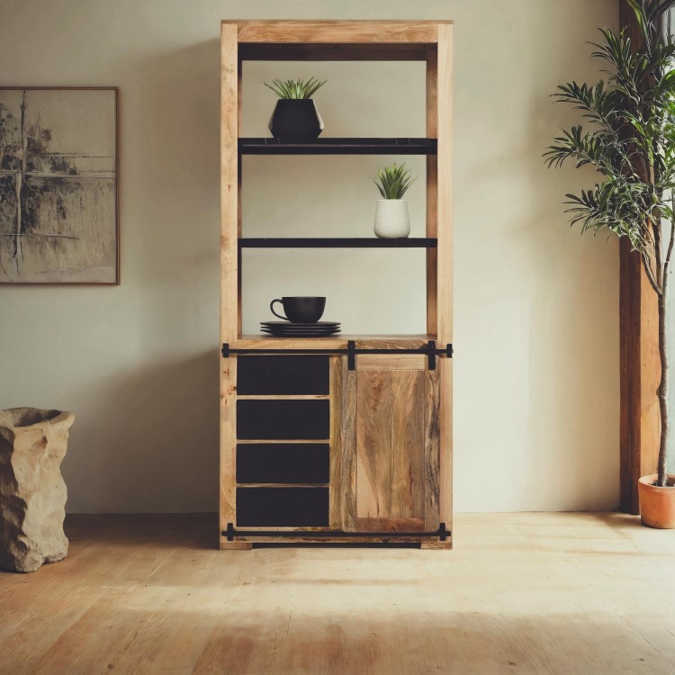 Boekenkast van hout en metaal 90cm - Paris