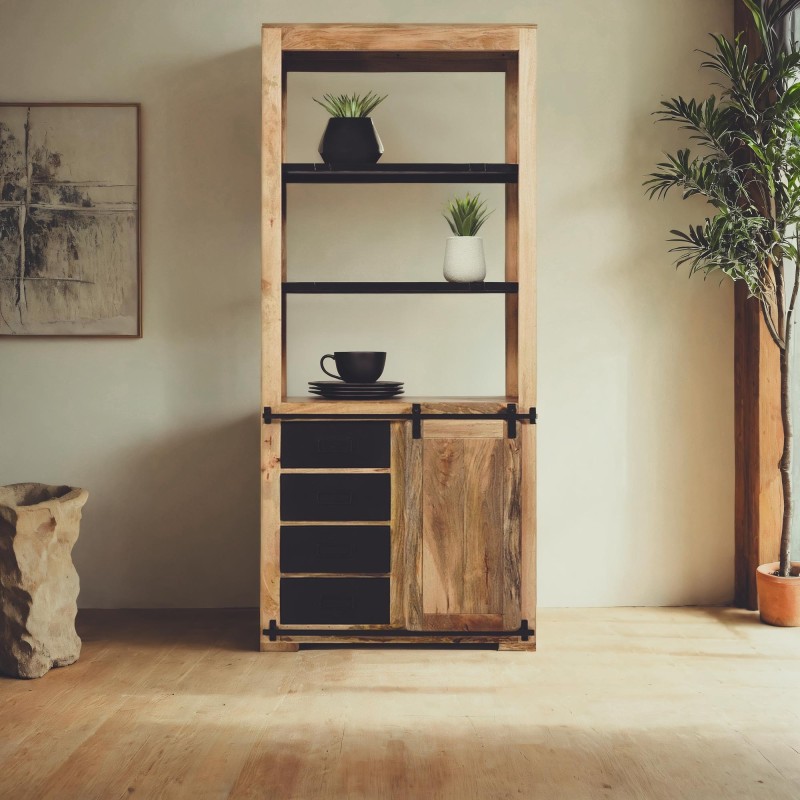 Boekenkast van hout en metaal 90cm - Paris