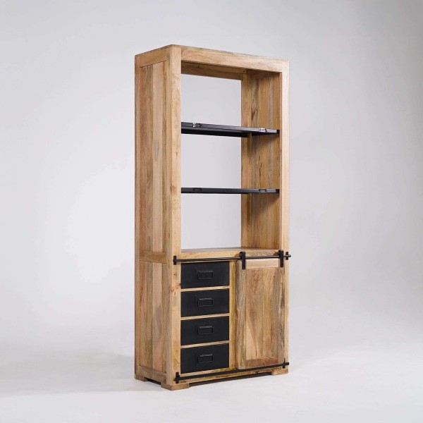 Boekenkast van hout en metaal 90cm - Paris