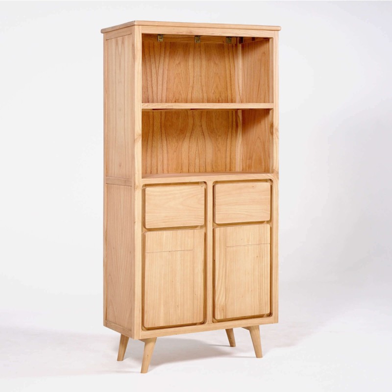 Hoge buffetkast in massief hout met 2 deuren 90cm – Pragati