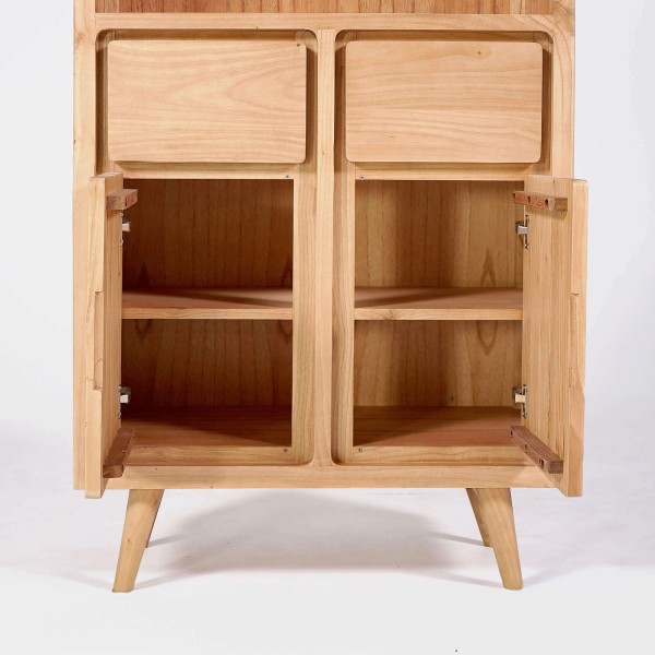 Hoge buffetkast in massief hout met 2 deuren 90cm – Pragati
