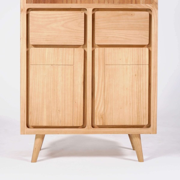 Hoge buffetkast in massief hout met 2 deuren 90cm – Pragati