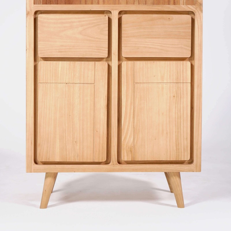 Hoge buffetkast in massief hout met 2 deuren 90cm – Pragati